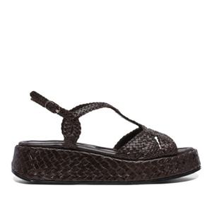 뽄스낀따나 우븐 디자인 슬링백 플랫폼 샌들 10834 T00CAFE