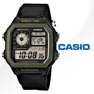 정품[CASIO] AE-1200WHB-1B 카시오 블랙 천 밴드 시계