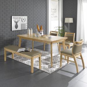 케미에르 체스 6인용 원목식탁SET(벤치형) KHD-613B