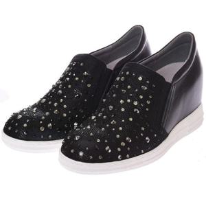 [바이네르 3S61]흑색/볼넓고 쿠션좋은 여성키높이 슬립온 6센치