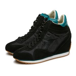 디아도라헤리티지 여성 웨지 하이탑 블랙 스니커즈