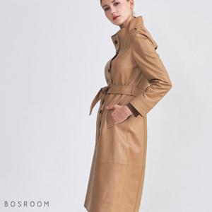 [보스룸]여자 양가죽 핸드메이드 스티치 롱 코트 베이지
