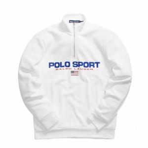 폴로 후리스 레터링 하프집 화이트(710750456006)