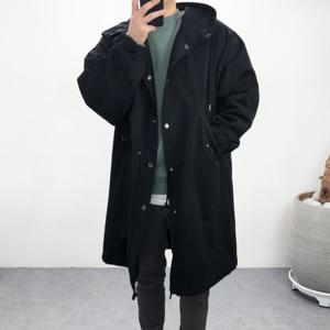 엠클로 남자 오버핏 빅사이즈 롱 후드 워싱면 야상 자켓 점퍼 3컬러