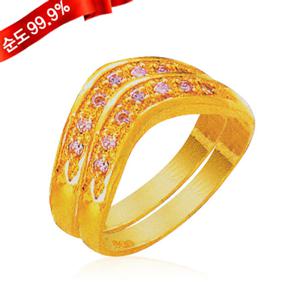 [골드모아] 순금 쌍가락지 반지 11.25g 24K [큐빅 허니]