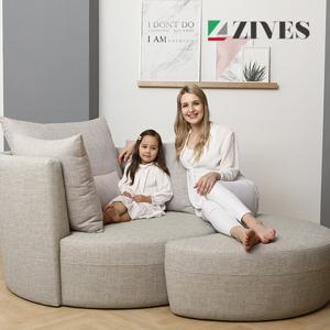 [지베스] 포그니 2인 패브릭패턴 가죽 원형소파