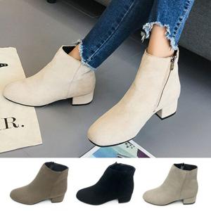 NAM 가을구두 여성 앵글부츠 스웨이드 낮은굽 구두 신발