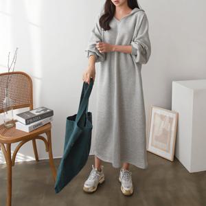 기모 후드V롱원피스 빅사이즈 여성의류 겨울 임부복