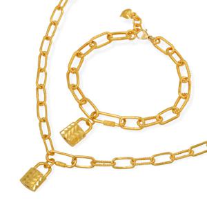 [골드모아] 순금 목걸이 팔찌 세트 30g [자물쇠 클립]