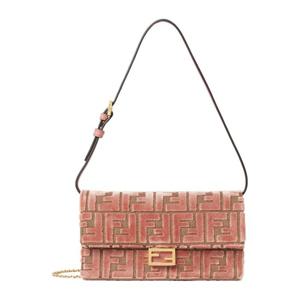 펜디 로고 하드웨어 벨벳 바게트 숄더 백 8M0498 AT14F13VM