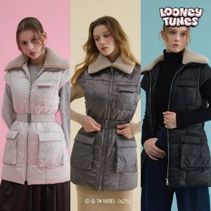 [LOONEY TUNES] 루니툰즈 25FW 양모카라 캐시블렌딩 패딩 베스트 1종