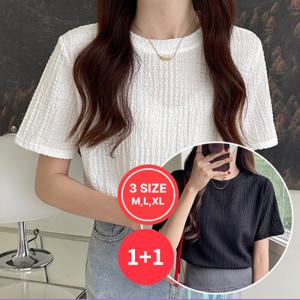 나바바 /  1 + 1상품  여성 시어서커 라운드넥 반팔 티셔츠 NT2629 3사이즈