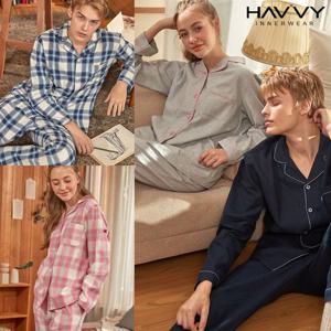 [하비] 남녀커플2 기모파자마 잠옷상하세트