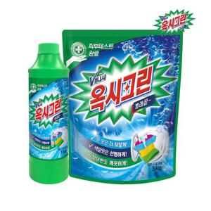 옥시크린 분말 표백제 3kg x1개+용기 1kg x1개 가루표백 세탁보조