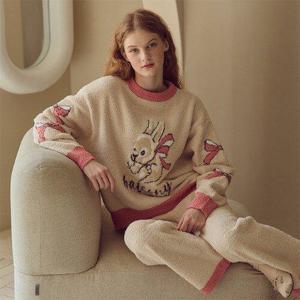 [챠밍 스토어][프리미엄]젤라또 수면잠옷 리본바니 포근한 홈웨어 상하세트 라운지웨어