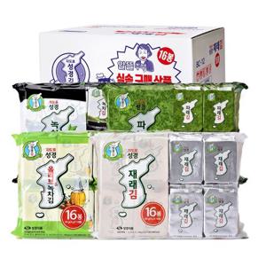 [지도표 성경김/본사운영] 재래김 /녹차김/파래김/올리브녹차김/아보카도김 식탁김 4g 16봉 8세트 총128봉