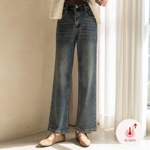 포근기모 와이드밴딩 데님스판팬츠