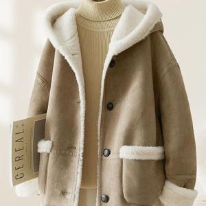 ★인기베스트★[패션시그널] 털안감 후드 스웨이드 하프코트 62CA2B