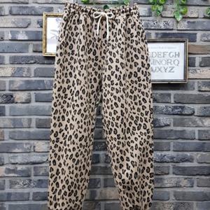 퐁당 / 호피 레오파드 기모 밴딩 조거 배기 팬츠