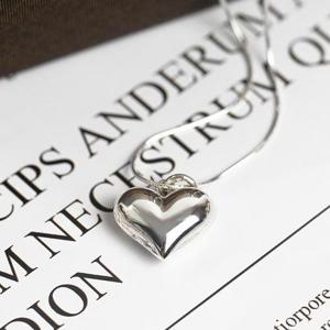 [폭스타일][실버] 볼륨 하트 목걸이