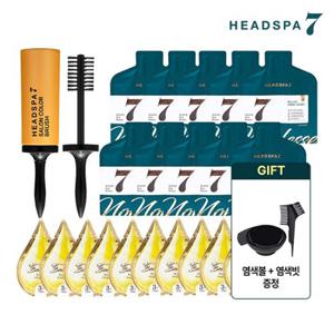 헤드스파7 노블레스 헤어컬러 염색제 10개+살롱컬러브러쉬(다크브라운/밀크브라운/와인브라운)