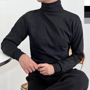 BLEO 남성 가을 겨울 기본 폴라티 데일리 목폴라 긴팔 티셔츠