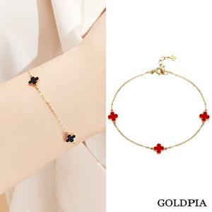 12시이전당일출고 [골드피아] 14K 프렌치 에나멜 크로버 팔찌