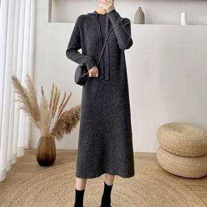 썸앤 캐주얼 후드 골지패턴 니트원피스 데일리 원피스 (W9AC8CE)