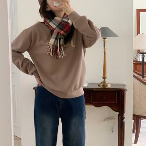 [양기모] 자도르 자수 기모 오버핏 맨투맨 (4color)