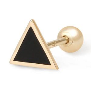블랙 세모 14K 큐빅 골드 금 피어싱 여자 귀걸이 TR229