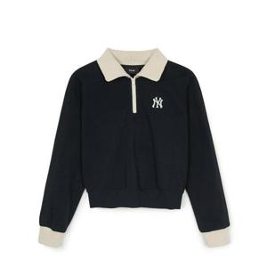 MLB W 스포티브 바시티 컬러블록 크롭 반집업 A5 3FMTV1244 50BKS 50CRD