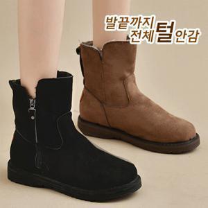 전체 털 안감 여성용 겨울 부츠 퍼 여자 방한화 여성화 캐주얼 미들 지퍼 부츠 여성 털신발 C1028