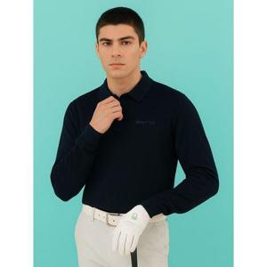 [베네통 골프]남성 카라 레터링 로고 니트 블랙