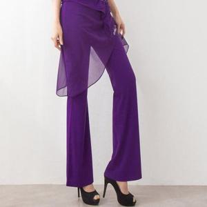 [까르죠아]사선 망사 스커트 랩바지 스포츠 댄스복 팬츠 부츠컷 나팔 치마 라인 줌바 사교 밸리