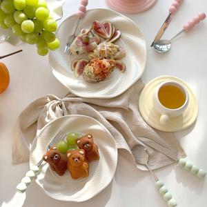 플로라 트위스트 도자기 플레이트 디저트접시 홈카페 식기 2종(s/L)