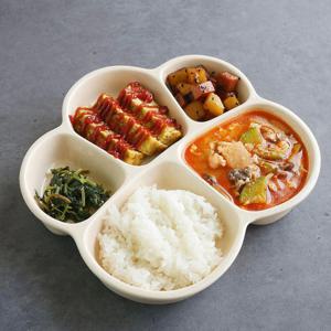 CLSH 클샤 5칸벚꽃 프리미엄 도자기식판 식비절약 정량식사 다이어트