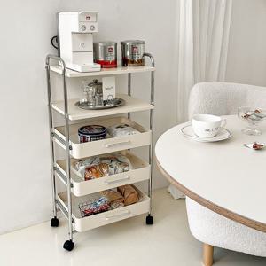 부드러운 슬라이딩! 오틀리 미드센츄리 이동식 트롤리 선반 4size