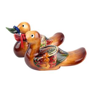 전통 목조각 신색 원앙 오리 한쌍 ( 고급 결혼 폐백 소품 나무장식품 한국기념품 답례품 )