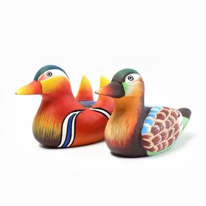 전통 목조각 컬러 원앙 오리 한쌍 ( 고급 결혼 폐백 소품 나무장식품 한국기념품 답례품 )