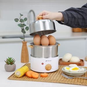 304올스텐 2단 계란찜기 타이머 만두 고구마 스팀 전기 찜기 KA-7014S2