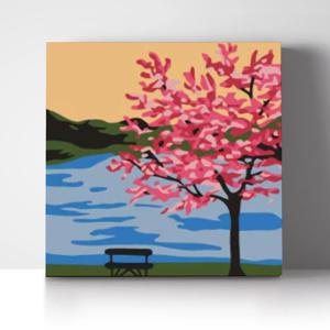DIY 쉬운 명화그리기 유화세트 A-245 벚꽃나무 경관 소형 20x20