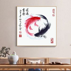 [해외]명화그리기 대형 DIY 유화 아크릴화 쉬운그림 색칠 잉어 동양화 돈들어오는그림