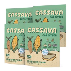 바른생활 퍼펙트 브라질 카사바 고양이모래 굵은입자 4.5kg x 4개