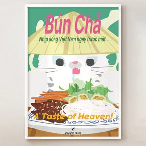 베트남 분짜 그림 식당 고양이 포스터 국수 음식 액자 인테리어