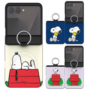 갤럭시Z플립7 스누피 일상 맥세이프 오토홀드 힌지보호 핑거링 카드 범퍼 케이스