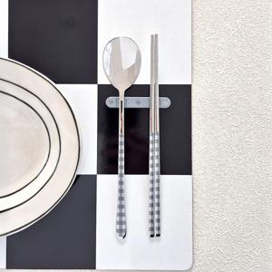 국내생산 체크 세라믹 1인 수저 세트 스텐 304 (박스미포함)