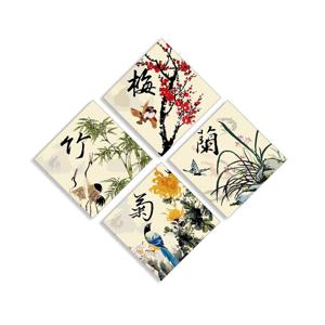 [해외]대형 그림그리기 DIY 명화 아크릴화 캔버스 색칠 동양화 새 대나무 사군자 산수화