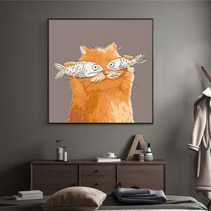 [해외]그림그리기 세트 특 대형 DIY 명화 아크릴화 그리기쉬운 캔버스 색칠 고양이 생선