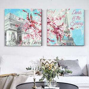 [해외]꽃그리기 그림그리기 세트 특대형 DIY 명화 아크릴화 그리기쉬운 캔버스 색칠 벚꽃