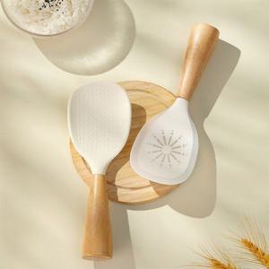 모던 우드 스탠딩 주걱 내열 실리콘 밥알이 달라붙지 않는 위생적인 스탠드 주방 밥주걱